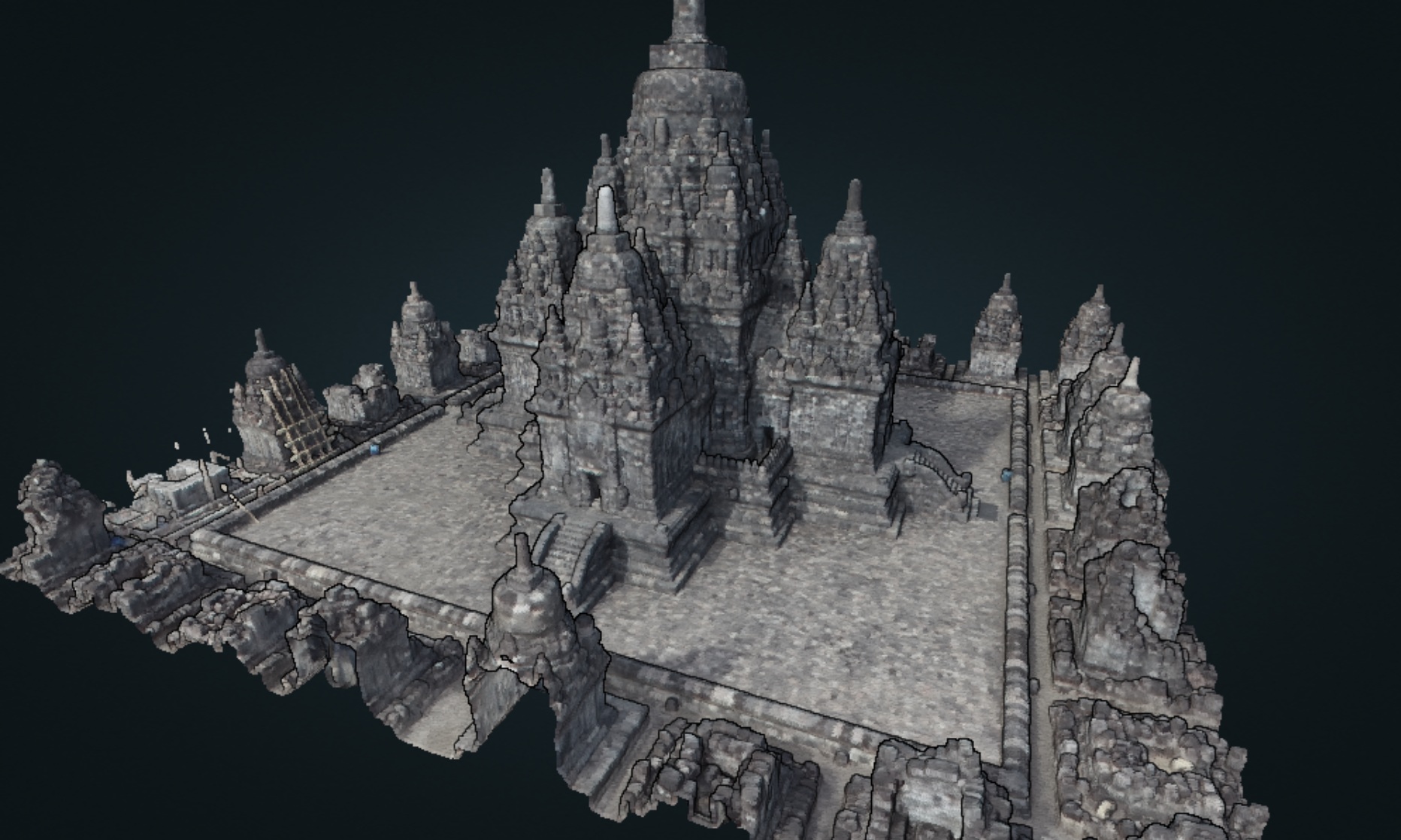 Point cloud preview of Candi Sewu temple complex