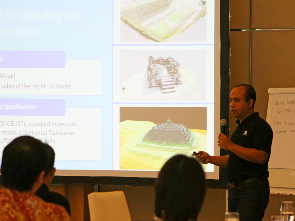 Presenting UAV LiDAR mapping at a seminar hosted by ICED-USAID, Jakarta, Indonesia (2020)