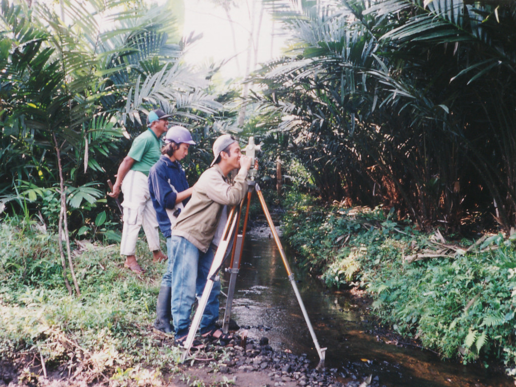 Surveying a proposed dam, Yogyakarta (2001)